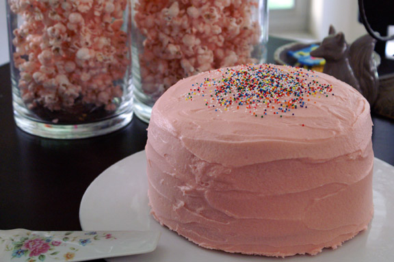 the [pink] whiteout cake.
