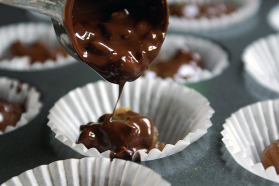 marrons glace chocolate cups for Feast Magazine.