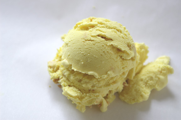buttermilk sage ice cream with toasted cumin honey and cornbread gravel.