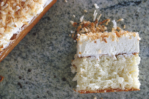 baked, occasionally: coconut sheet cake.