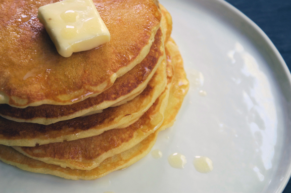 baked occasionally: orange pancakes with honey butter.