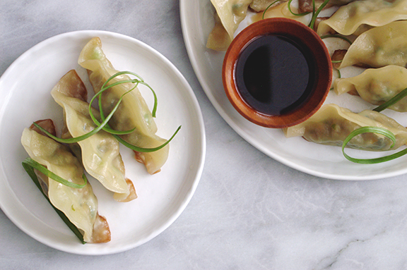 pork + vegetable potstickers with soy dipping sauce. | a periodic table